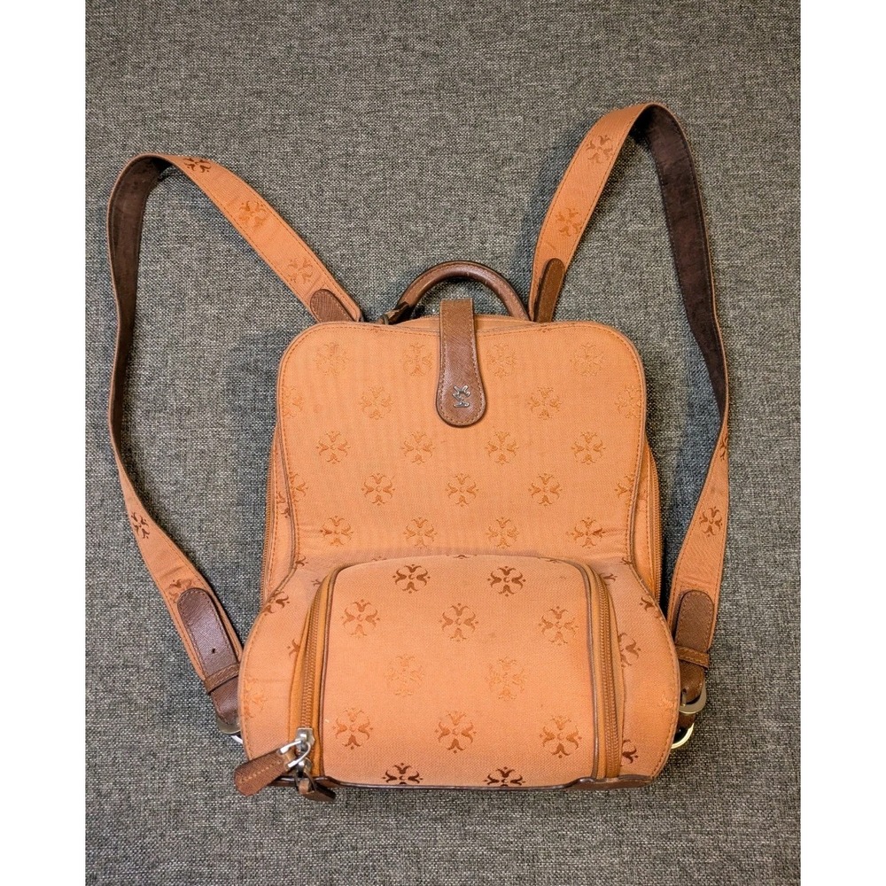 Moonsus Brown Leather Strap Backpack Laptop Book Signature Collection